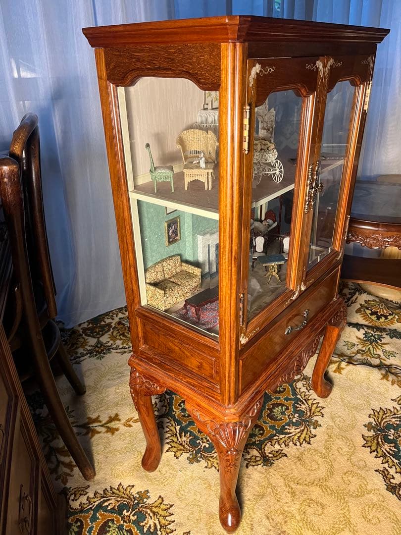 引き取り限定 猫脚 キャビネット 作家 ミニチュア ドールハウス 飾り棚 セット