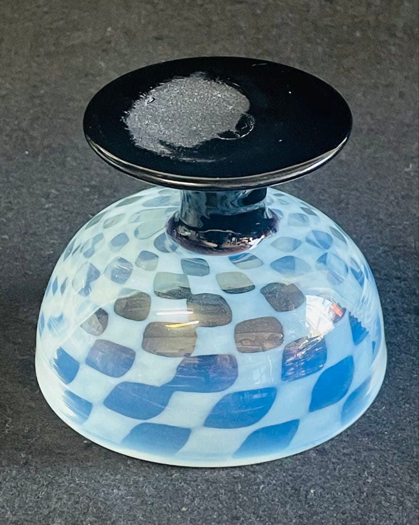 大正ロマン　脚黒市松模様氷コップ