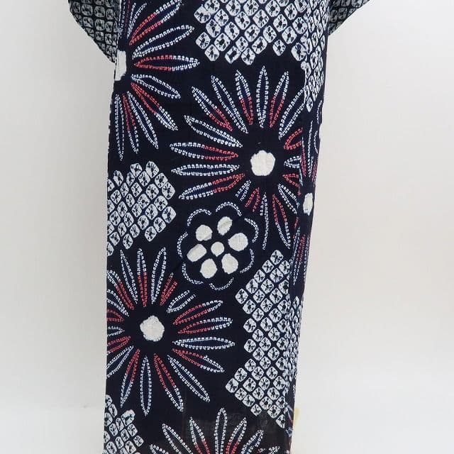 m1440＊美品 有松鳴海絞り 夏着物 綿 手縫い仕立て 高級浴衣