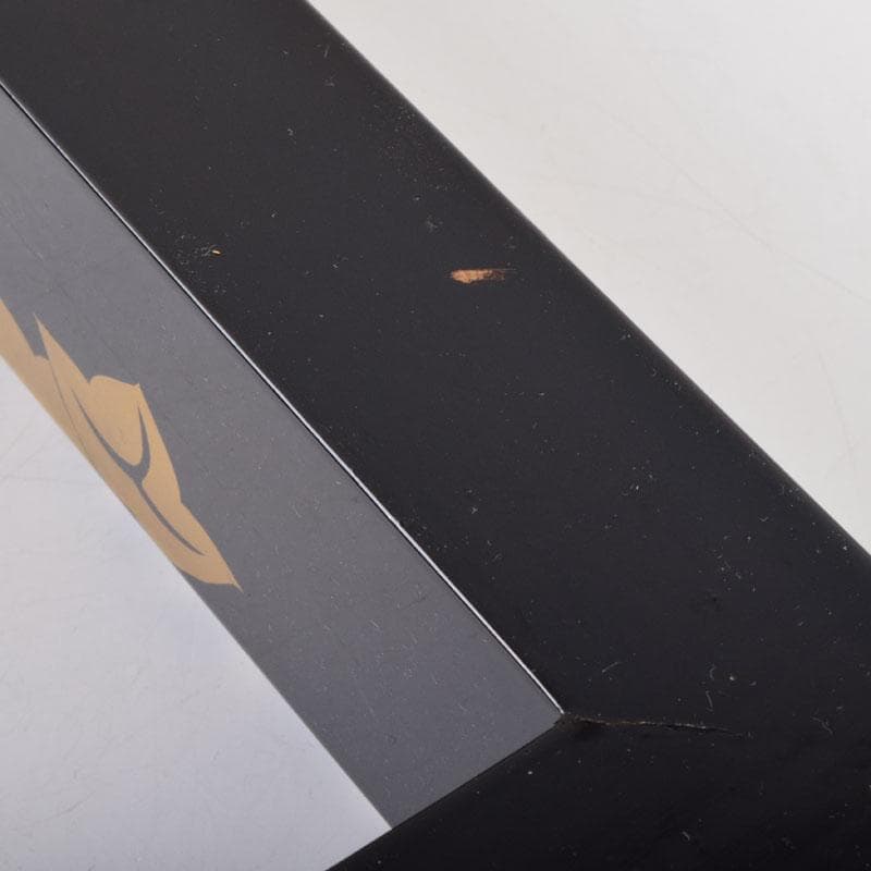 茶道具　塗師　松永松寛作　花草蒔絵　炉縁　共箱　V　8521A