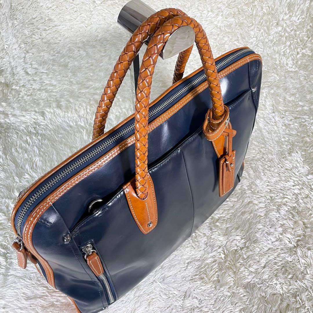 定番❗️キーファーノイ ブリーフケース ネイビー 2way A4 イタリアンレザー