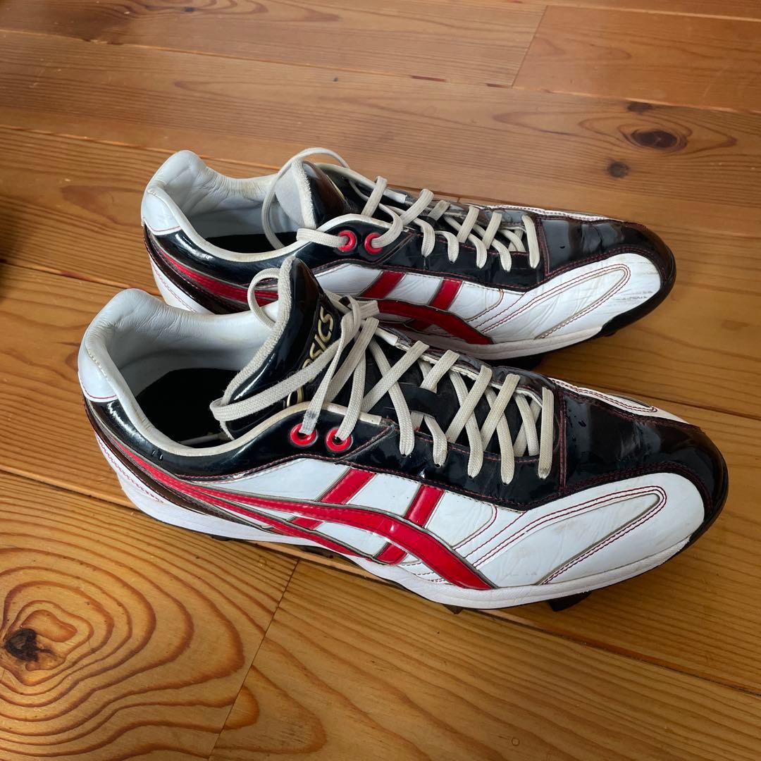 asics スパイク 白黒赤　28.5cm オーダー