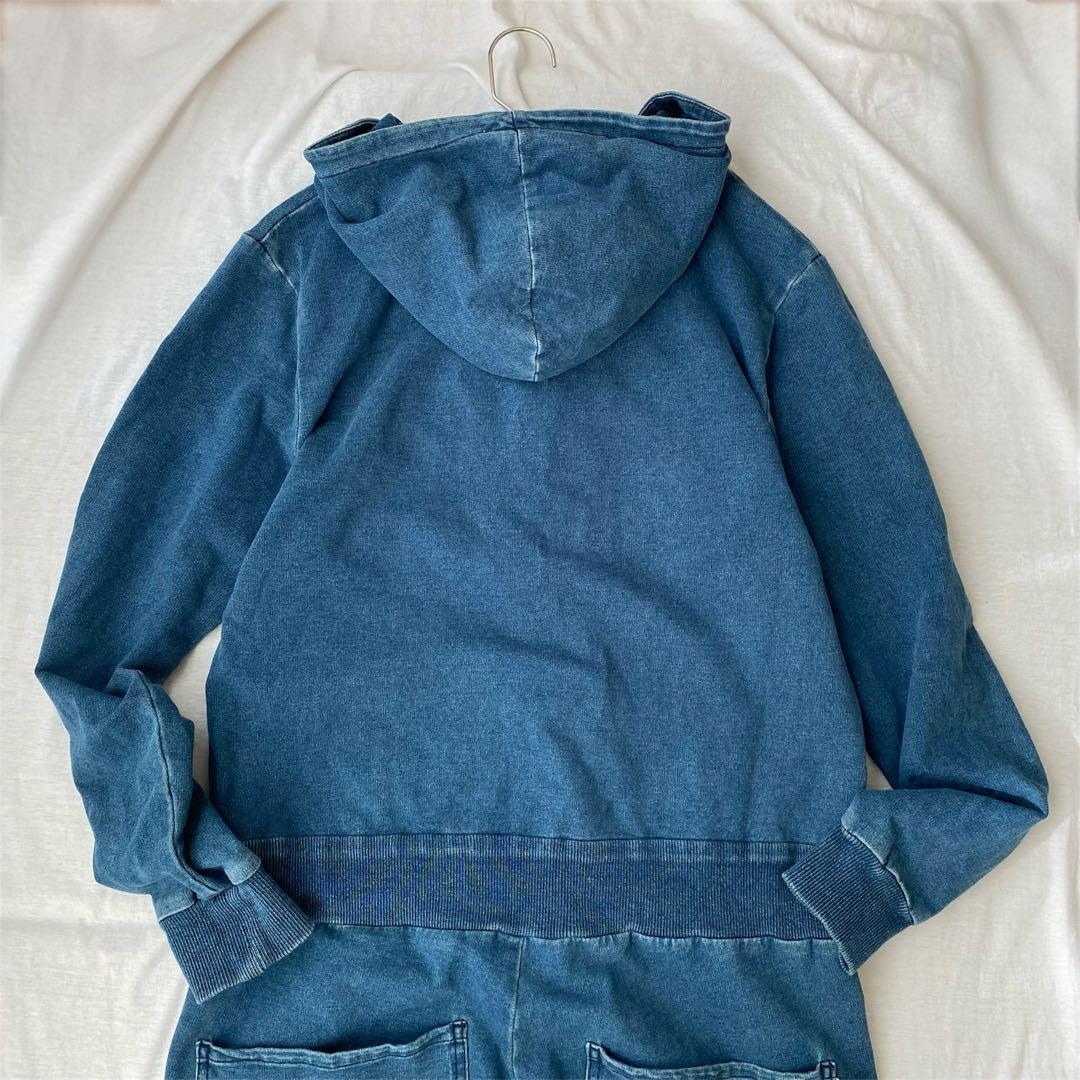 【ジムマスター】スウェットオールインワン つなぎ フード付き フルボタン M