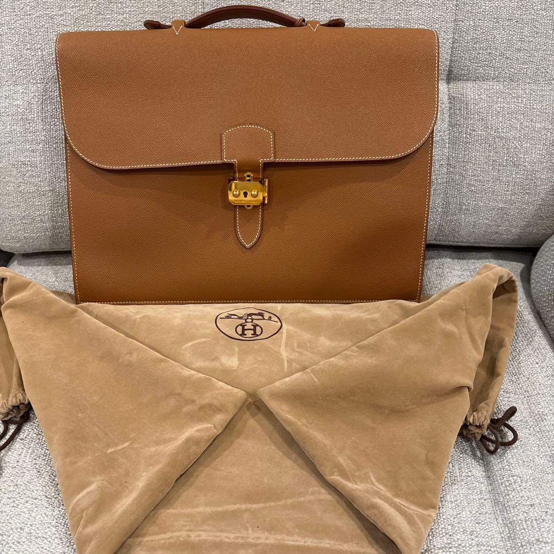 HERMES ブラウン ビジネスバッグ
