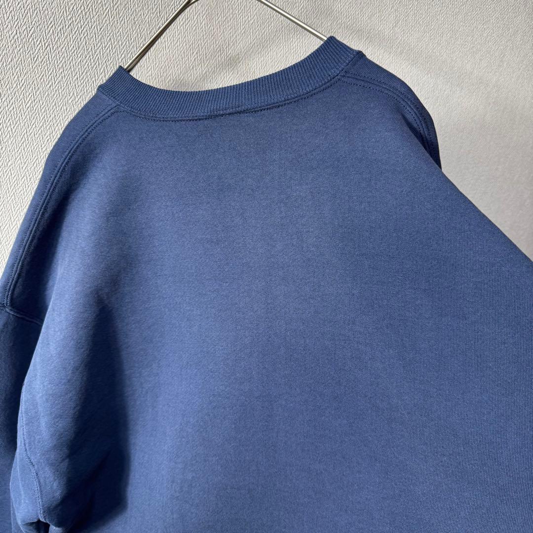 軍*手様 希少 90s USA製 RUSSELL PLAIN 無地 前V ネイビ