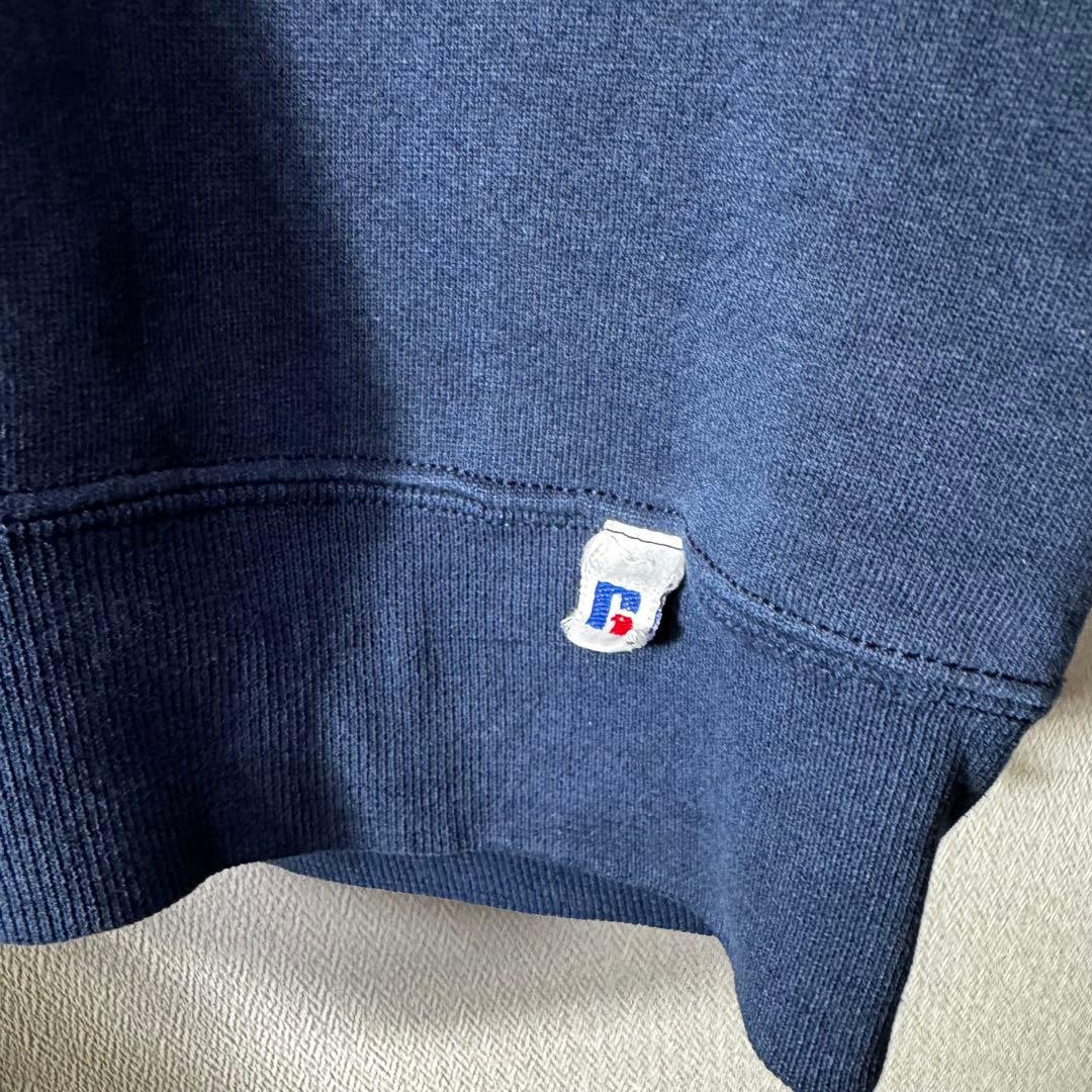 軍*手様 希少 90s USA製 RUSSELL PLAIN 無地 前V ネイビ