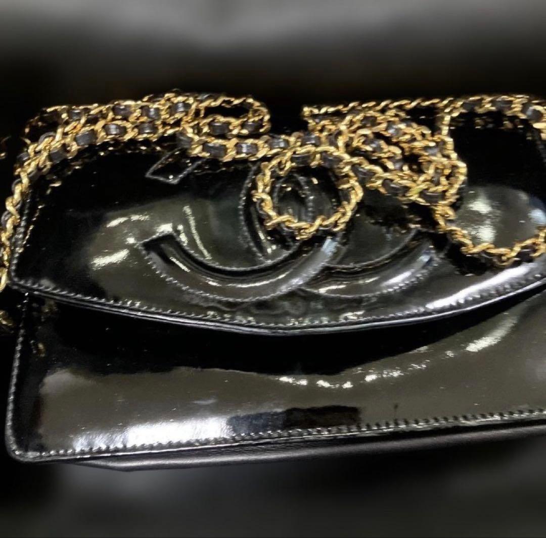 H*売様 CHANEL 黒 パテントレザー バッグ