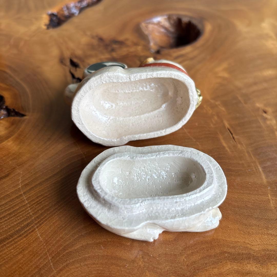 干支香合 太鼓 子犬 戌年 伊東桂楽造 楽焼 茶道具 共箱