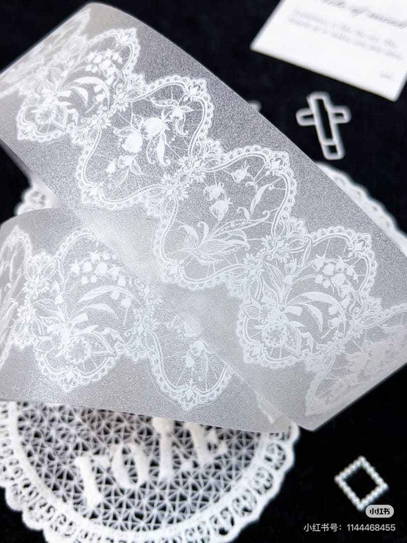 【9475】海外　5m巻四本セット　ラメ加工カッティングマスキングテープ　レース