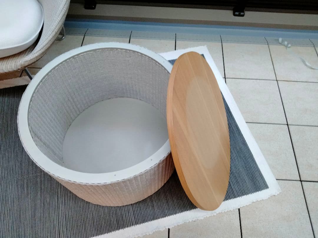 ヴィンセントシェパード◆丸テーブル◆収納◆木製天板◆日焼け有