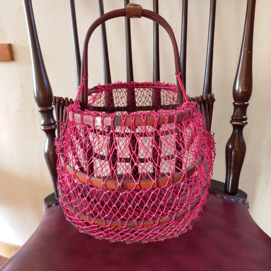 古い籠 かご バッグ 竹製 折りたたみ式