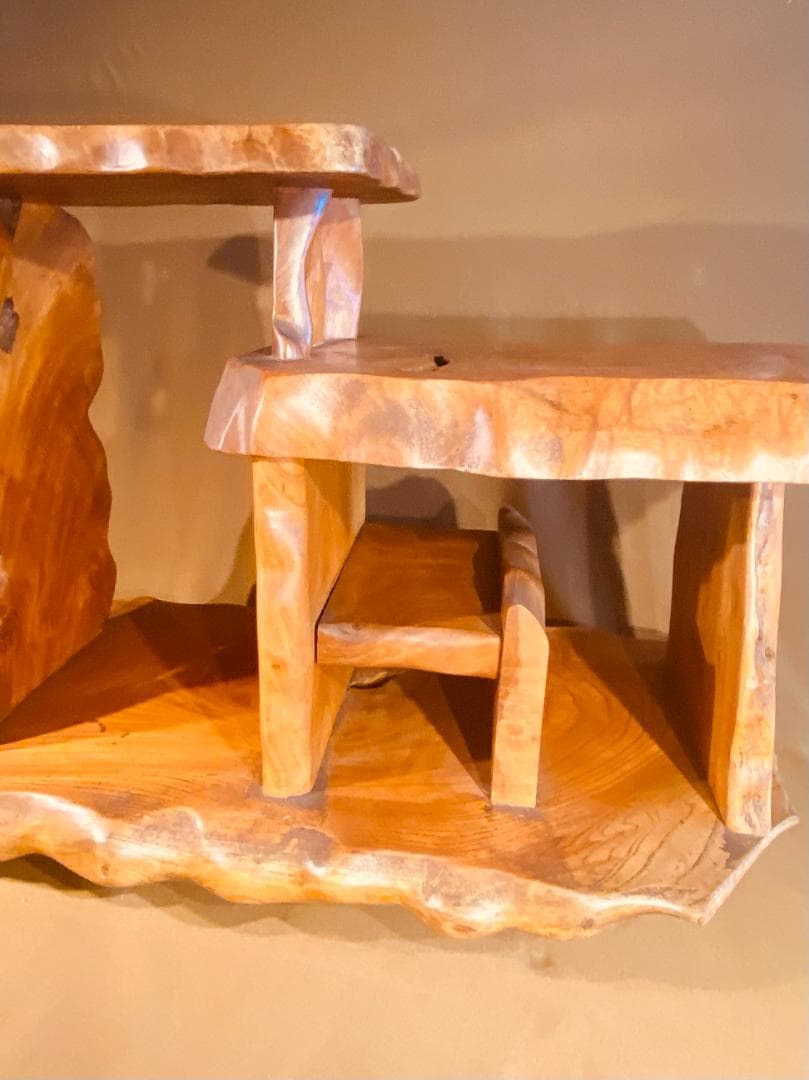 キャスター付！ケヤキ名木の飾り棚