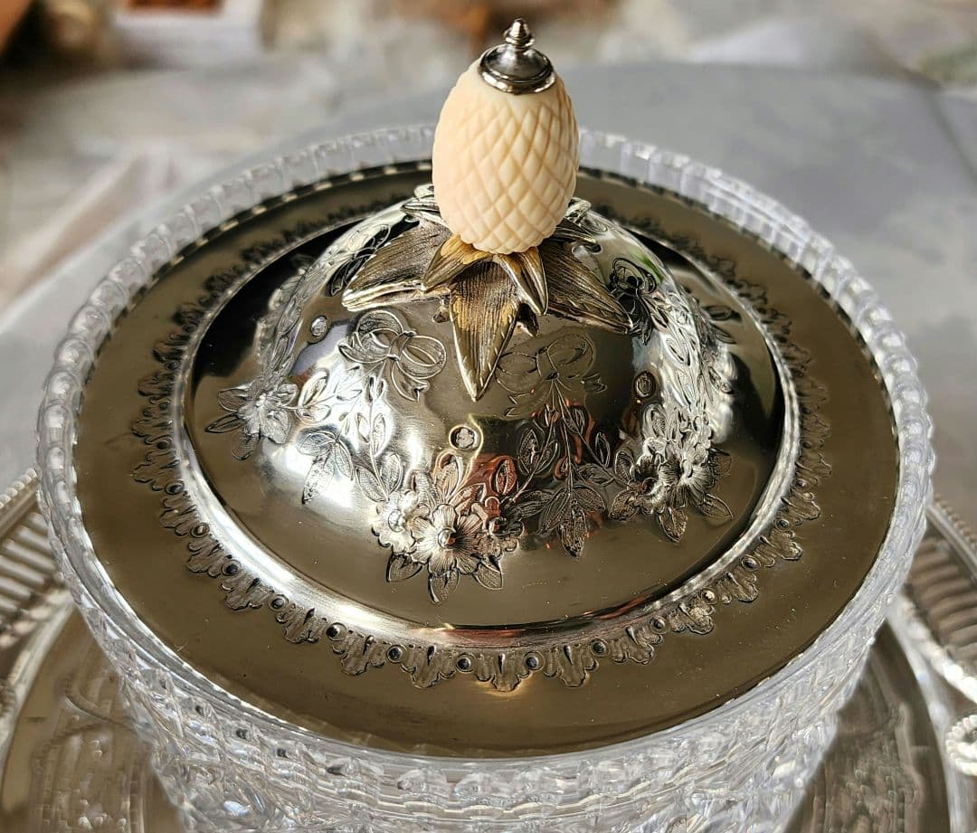 ヴィクトリアン ビスケットボックス ビスケットバレル リボン アンティーク