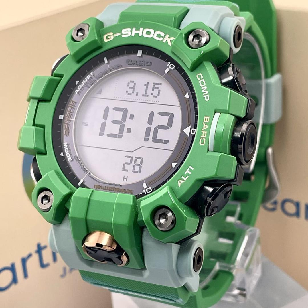 【未使用品/稼働】コラボ Gショック ヒロオビフィジーイグアナ 電波ソーラー 緑