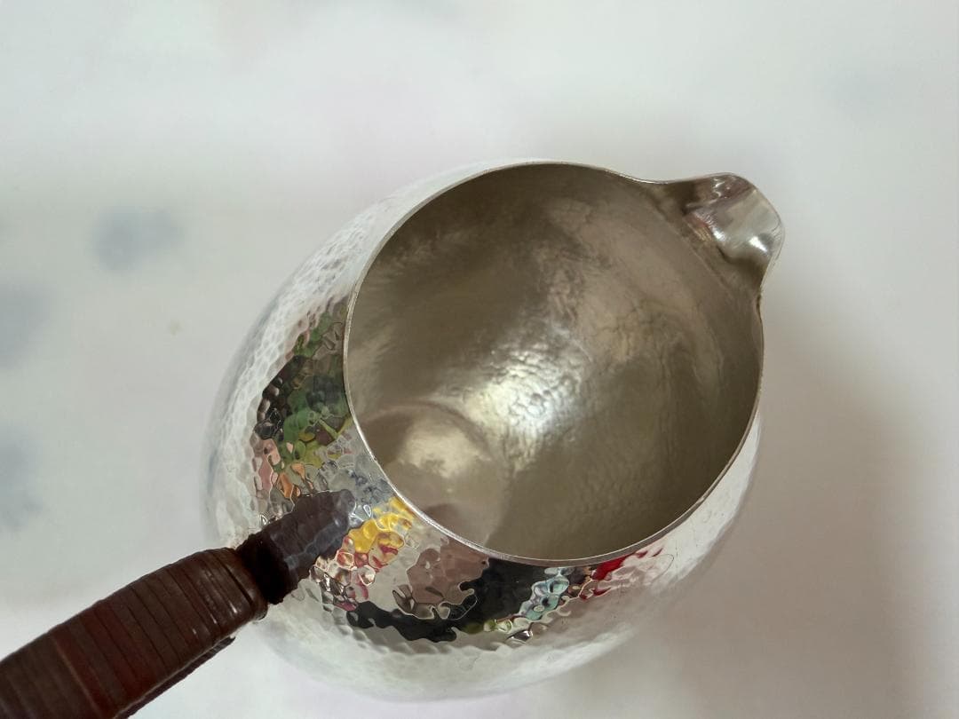 純銀製 鎚目 玉石摘 急須 銀瓶 煎茶道具