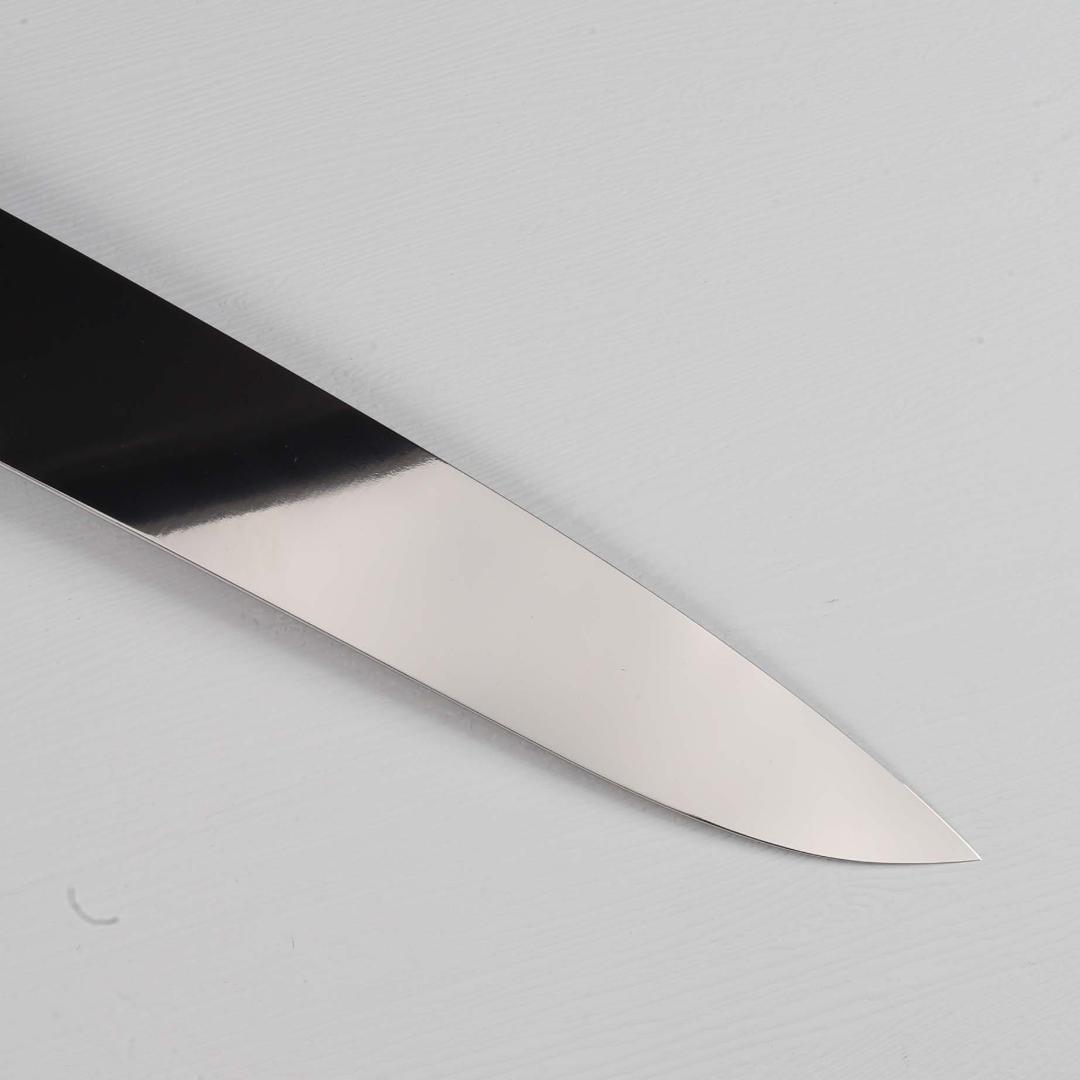 梵静刃物 牛刀 尺 ウルトラ鏡面仕上げ 和牛刀 両刃包丁 人工象牙黒三本巻八角柄