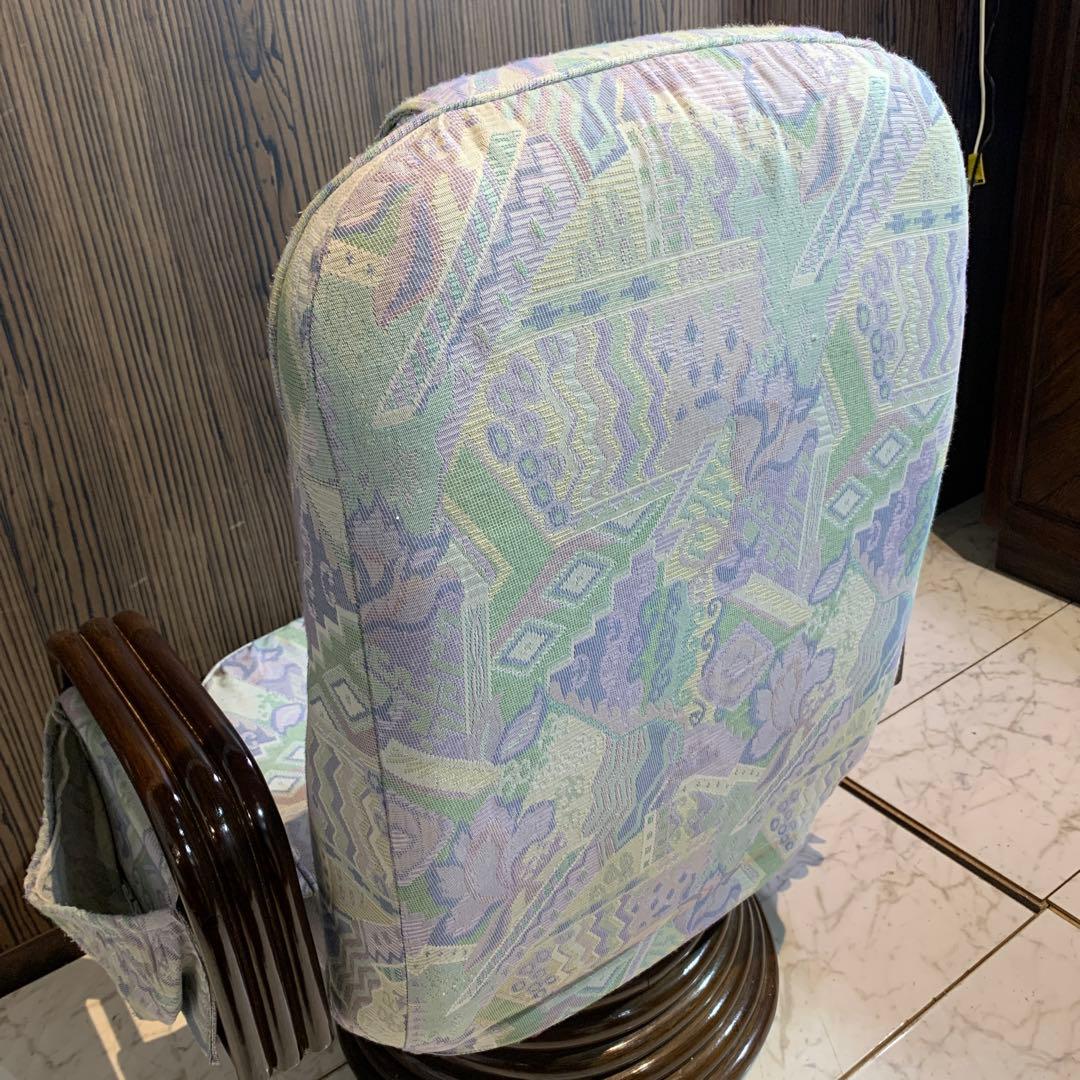 ラタン　座椅子　背もたれ調整　リクライニング