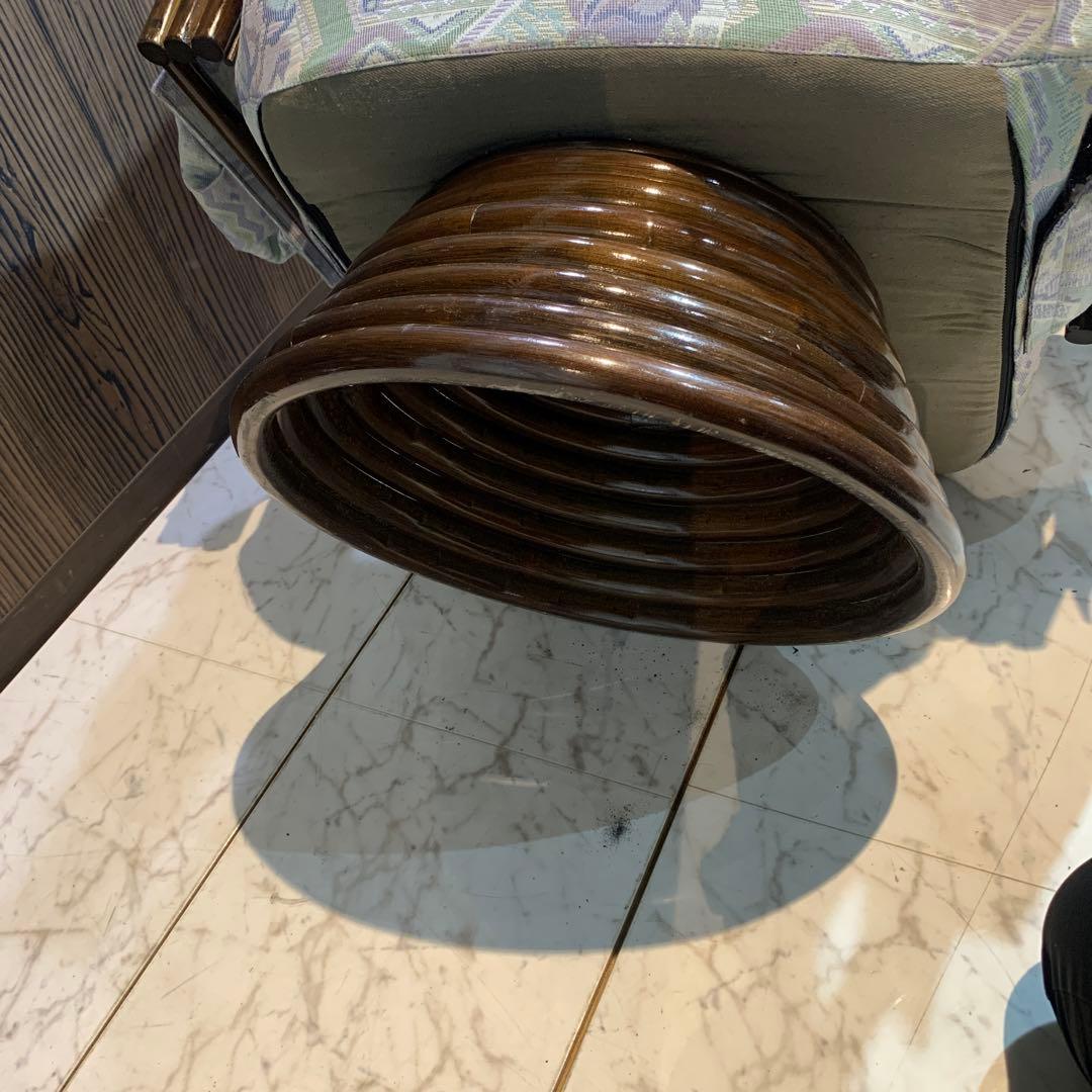 ラタン　座椅子　背もたれ調整　リクライニング