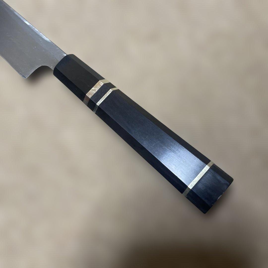 土日特売❗️和包丁　先丸包丁　黒水牛銀三本巻黒檀柄