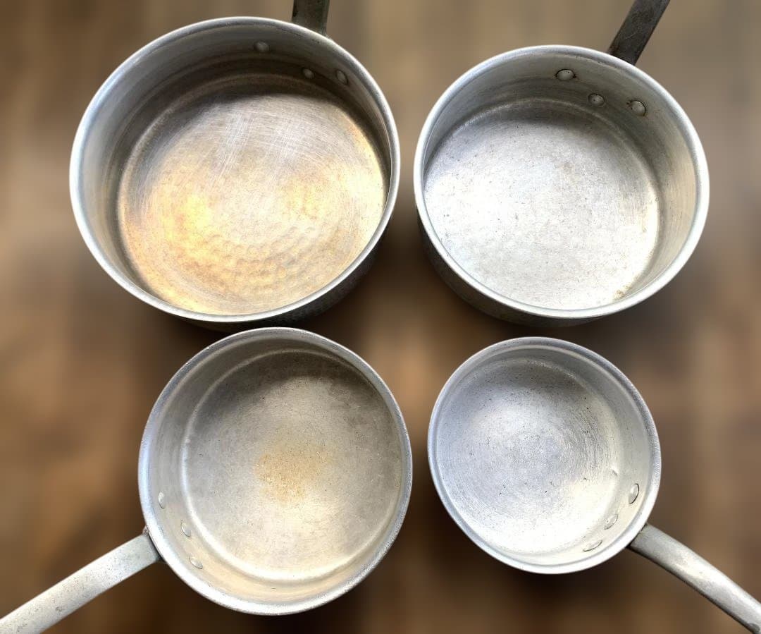 アカオアルミ DON 片手浅型鍋 4点 直径24・21・18・15㎝ 蓋付き ➁