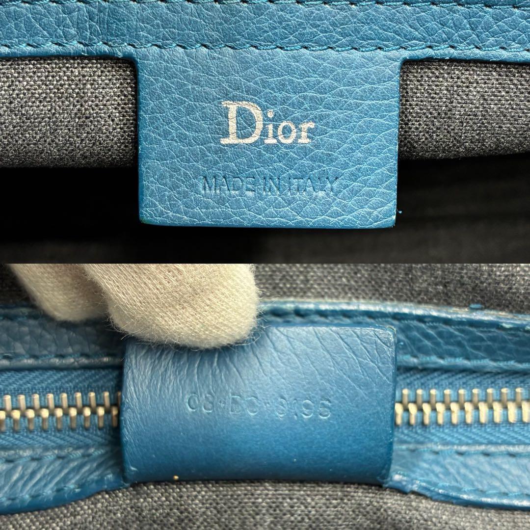 高級 ディオール オム ショルダーバッグ A4収納 フラップ レザー ブルー系