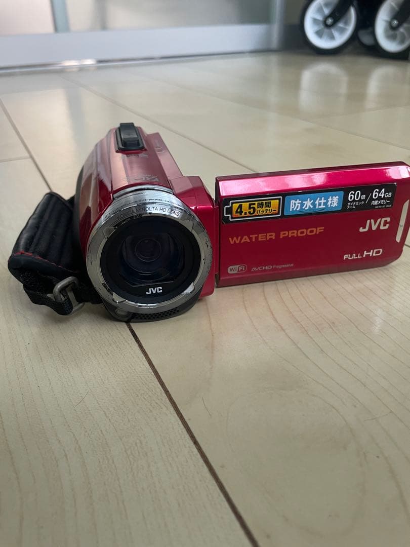 JVC ビデオカメラ 防水 GZ-RX130-R レッド 充電器