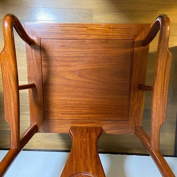 Y②高級 花梨？中国椅子 アンティーク風 インテリア 家具 木製 ひじ掛け 椅子