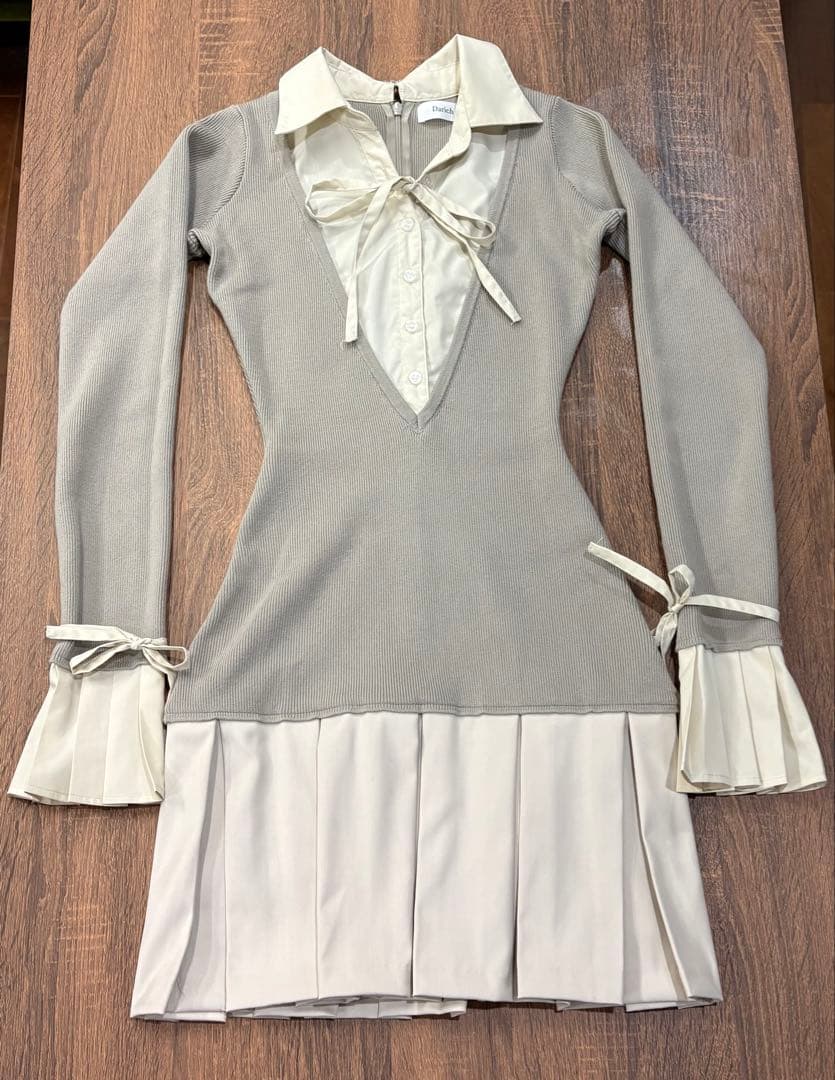 Darich シャツドッキングプリーツミニワンピース グレー GRY FL