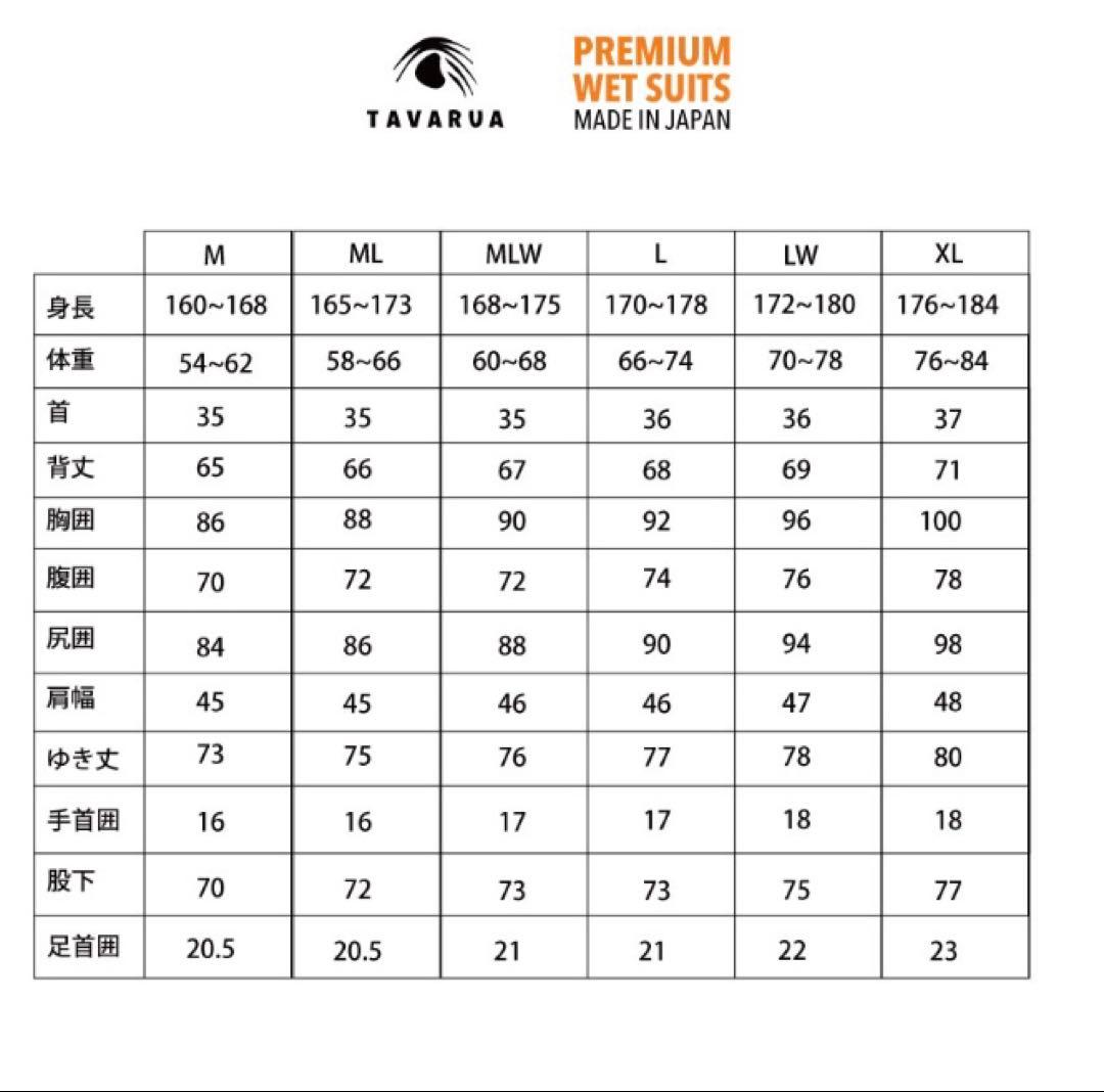 新品未使用　TAVARUA タバルア フルスーツ　起毛3x3mm