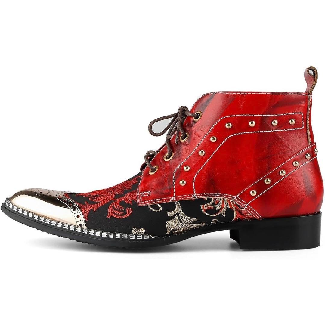 Rui Landedメンズ アンクルブーツ メタルトゥ 刺繍付き 26.5cm