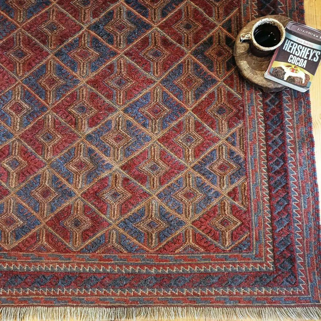 ※【牛丼マニア】L183cm マシュワニ ヴィンテージラグ　トライバルラグ