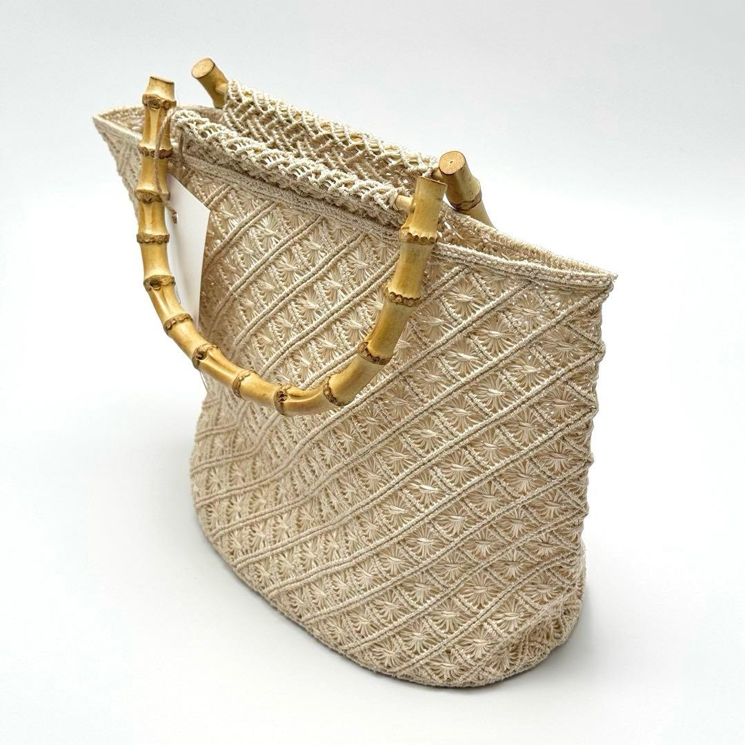 アバカ　バンブーバッグ　M+abaca 花繋ぎ　夏単衣　6522