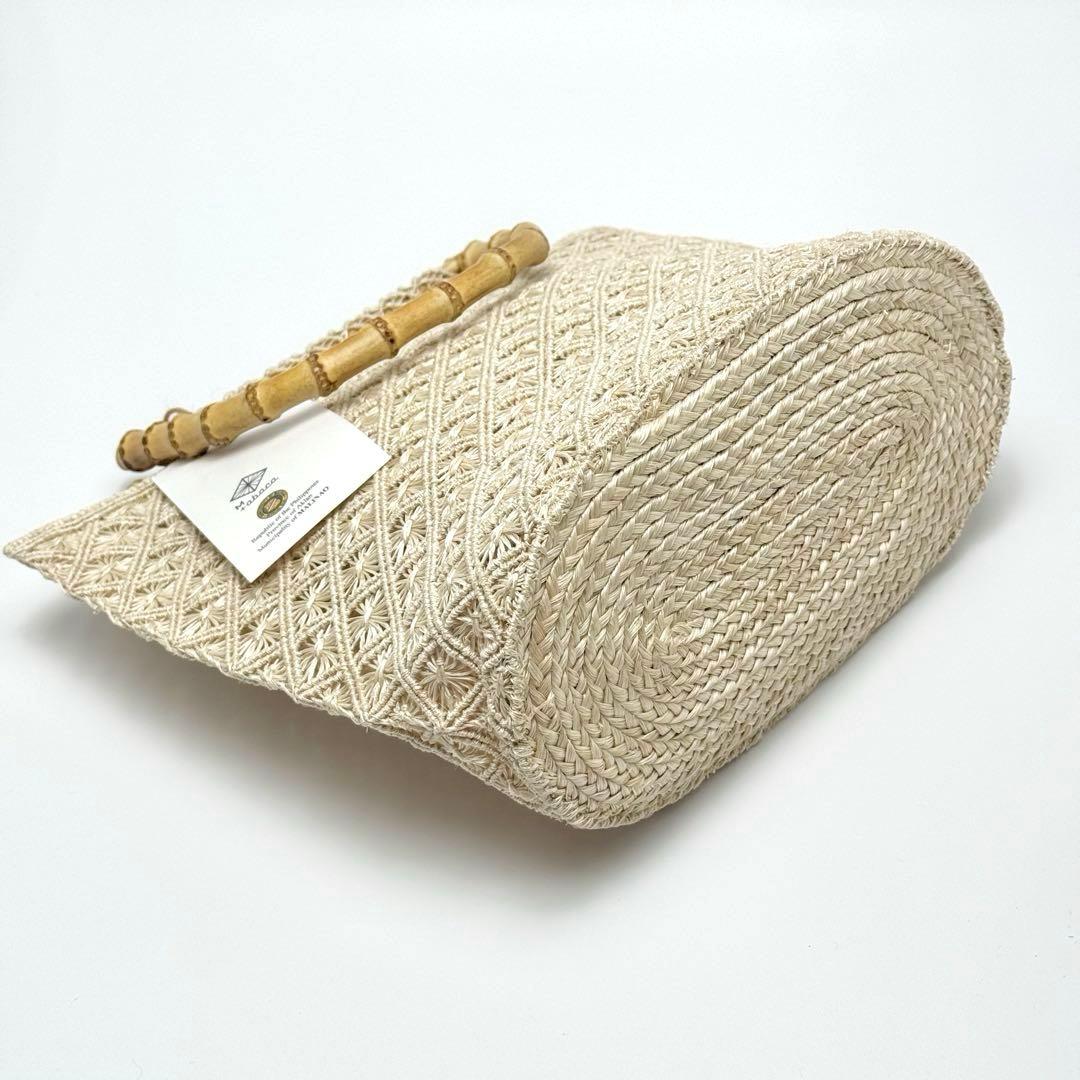 アバカ　バンブーバッグ　M+abaca 花繋ぎ　夏単衣　6522