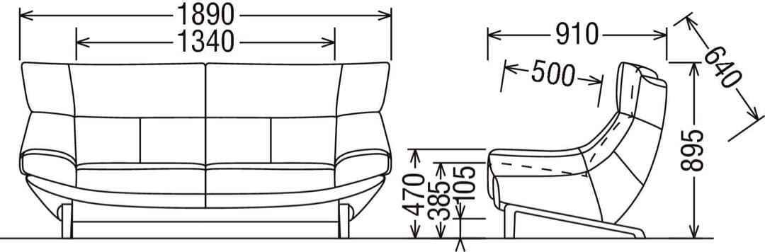 カリモク 2人掛けソファ 1890mm ZU4622 グレージュ モルトブラウン