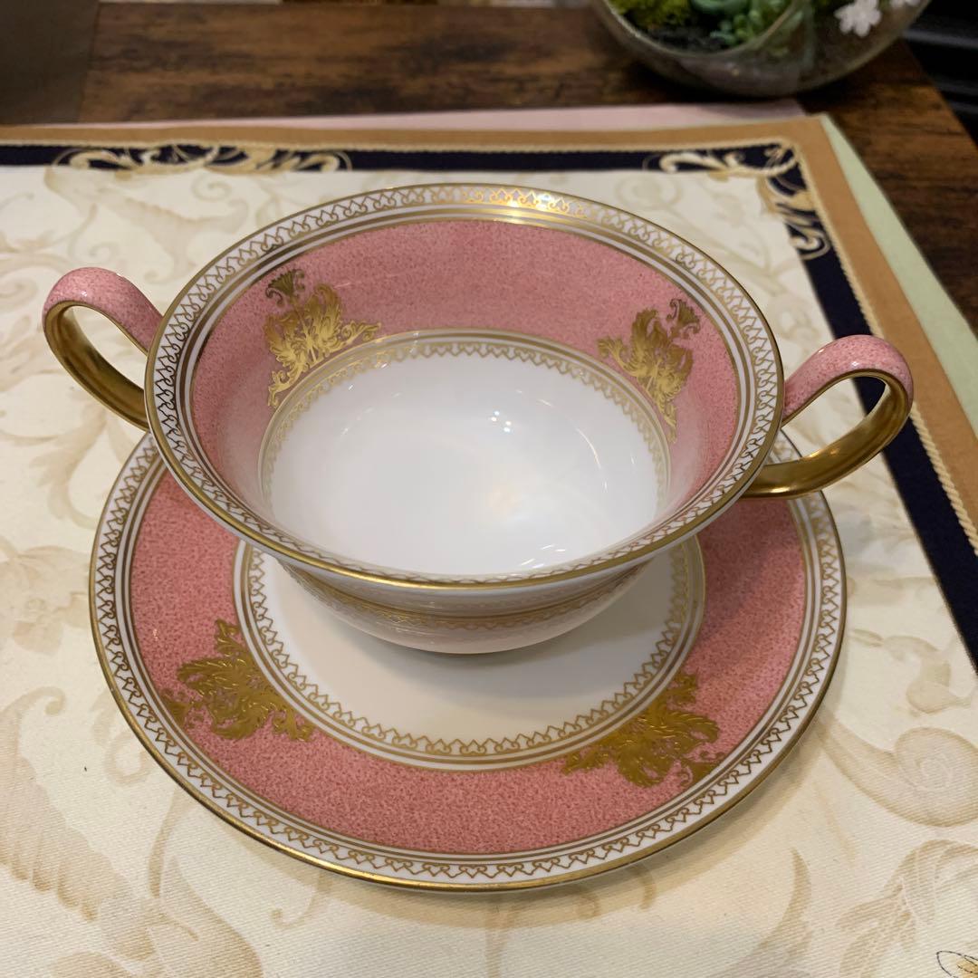 ウェッジウッド コロンビア　パウダー　ピンク　スープカップ＆ソーサー　3客
