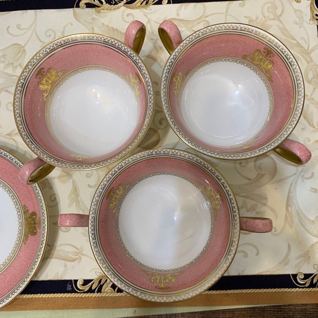 ウェッジウッド コロンビア　パウダー　ピンク　スープカップ＆ソーサー　3客
