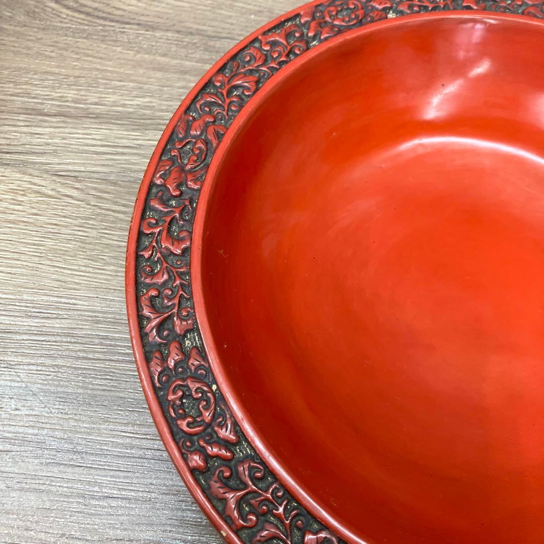 E-2 昭和レトロ 記念品 鎌倉彫風 漆器セット 三段重箱＆菓子鉢 記念刻印あり