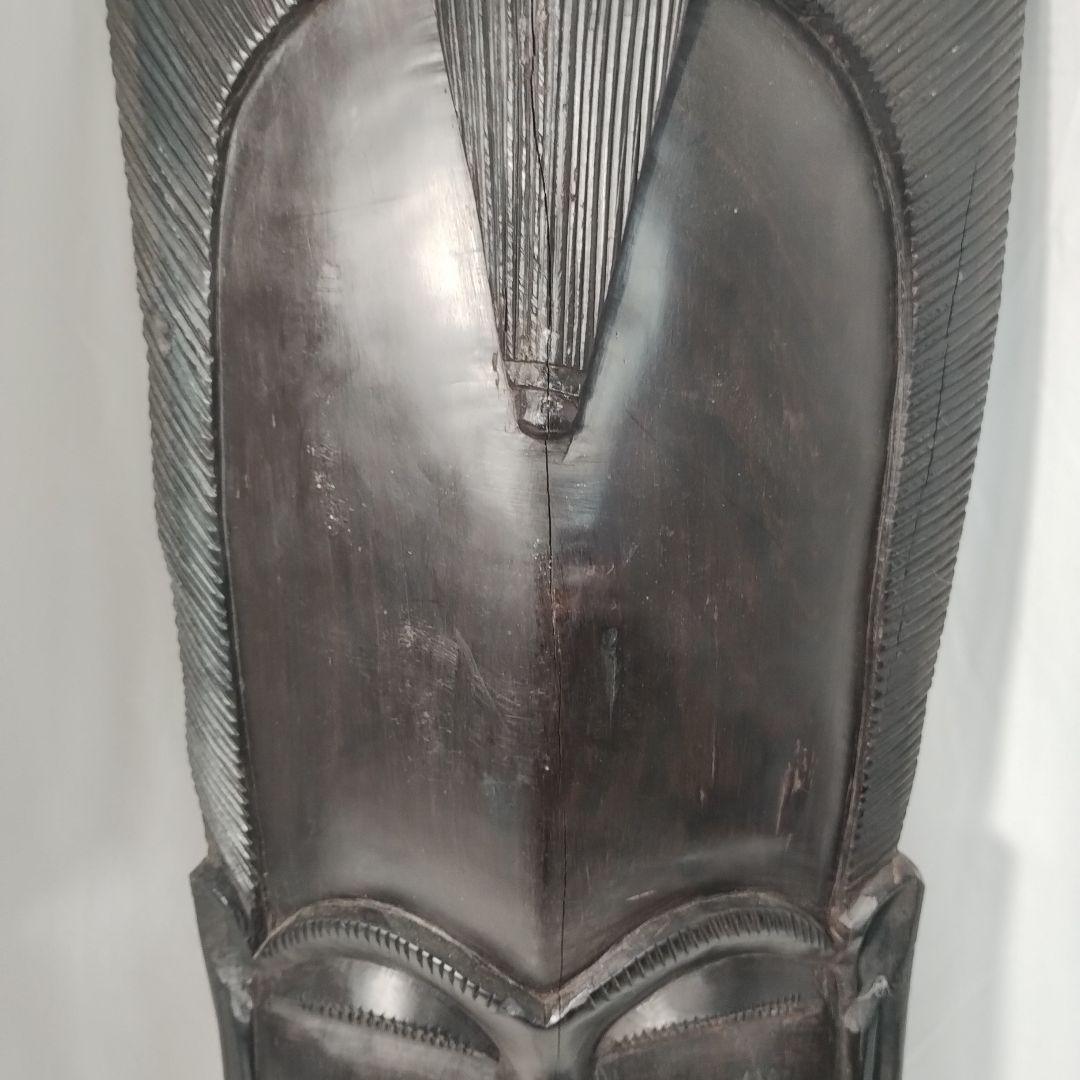 c(亀裂あり)タンザニア 木製 彫刻 木彫り 面　特大