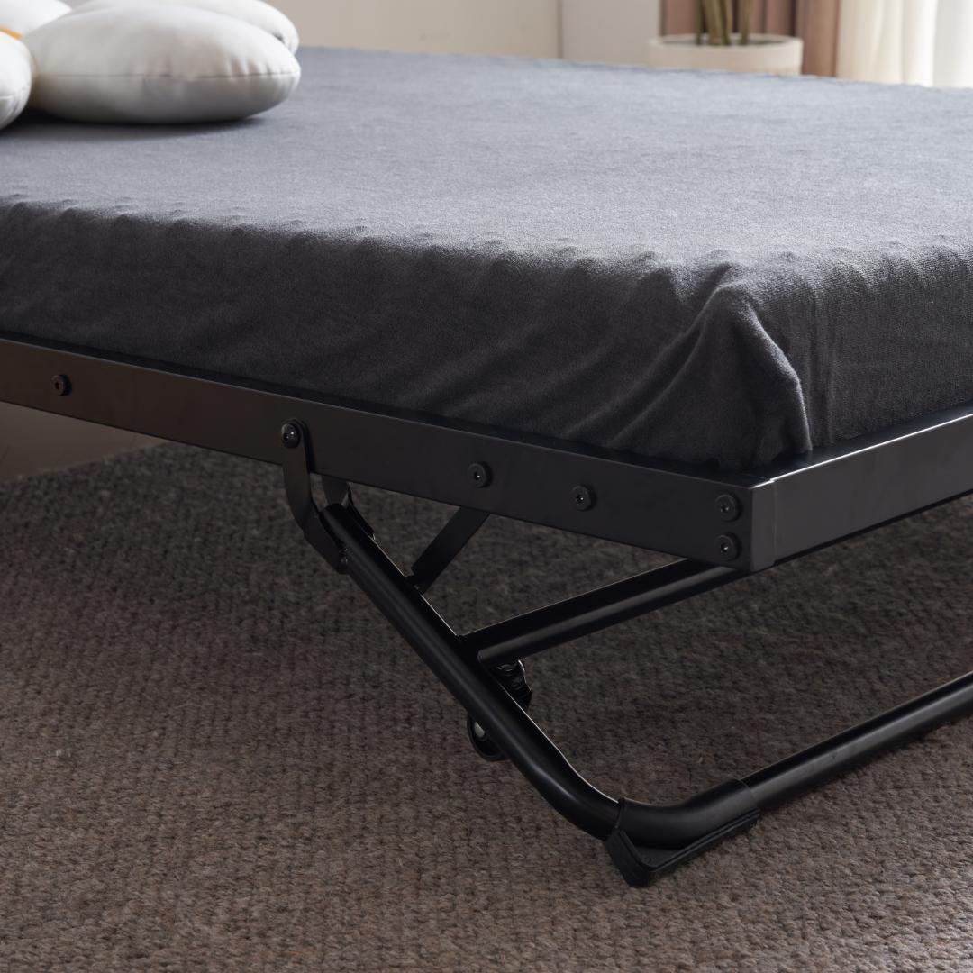 【ブラック】 パイプベッド 折りたたみベッド シングル 下収納 耐荷重120kg