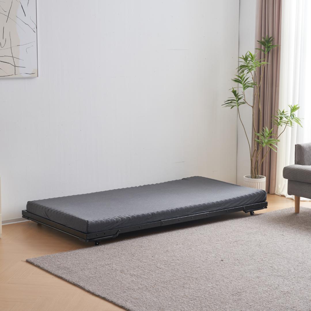 【ブラック】 パイプベッド 折りたたみベッド シングル 下収納 耐荷重120kg