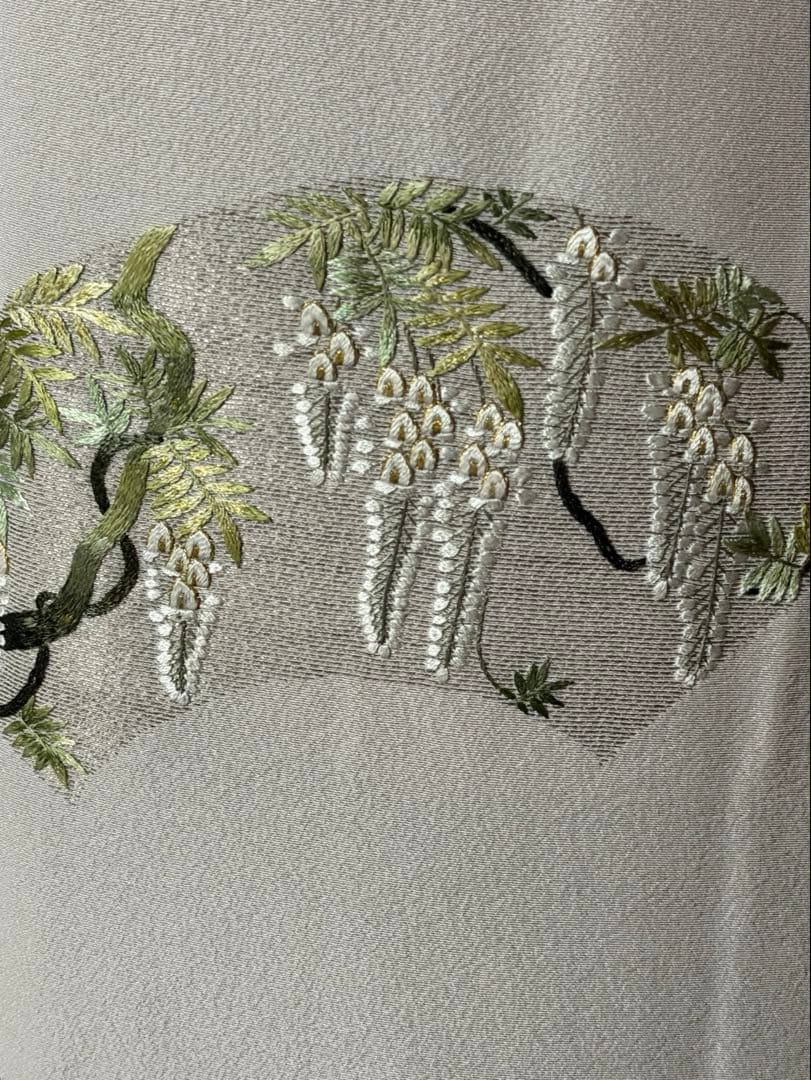 訪問着フルセット　総刺繍　扇面に藤の花