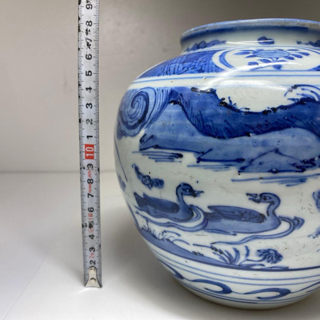 中国明時代　古染付　芙蓉手　壷　高さ18㎝　トヒウ　東な7-0302☆2F