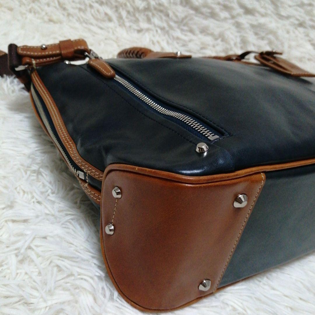 キーファーノイレザー ビジネスバッグ ネイビー ブラウン