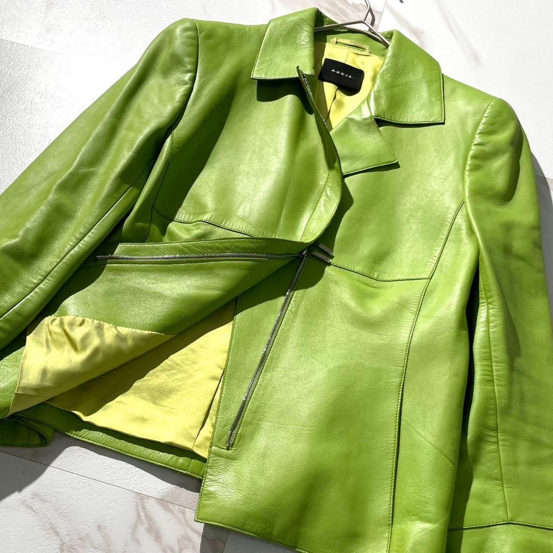 美品希少色✨AKRIS アクリス　ラムナッパレザー　シングルジャケット