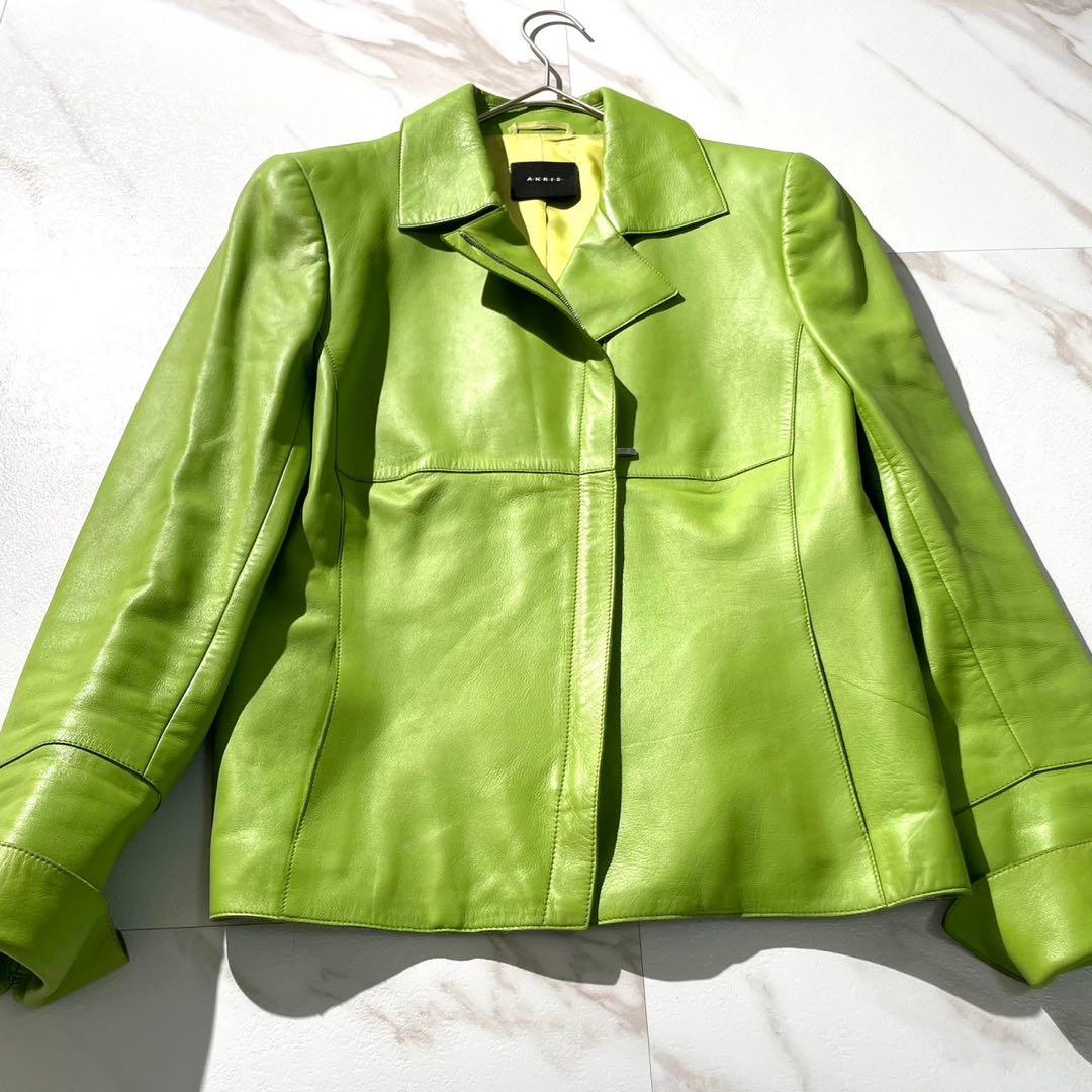 美品希少色✨AKRIS アクリス　ラムナッパレザー　シングルジャケット