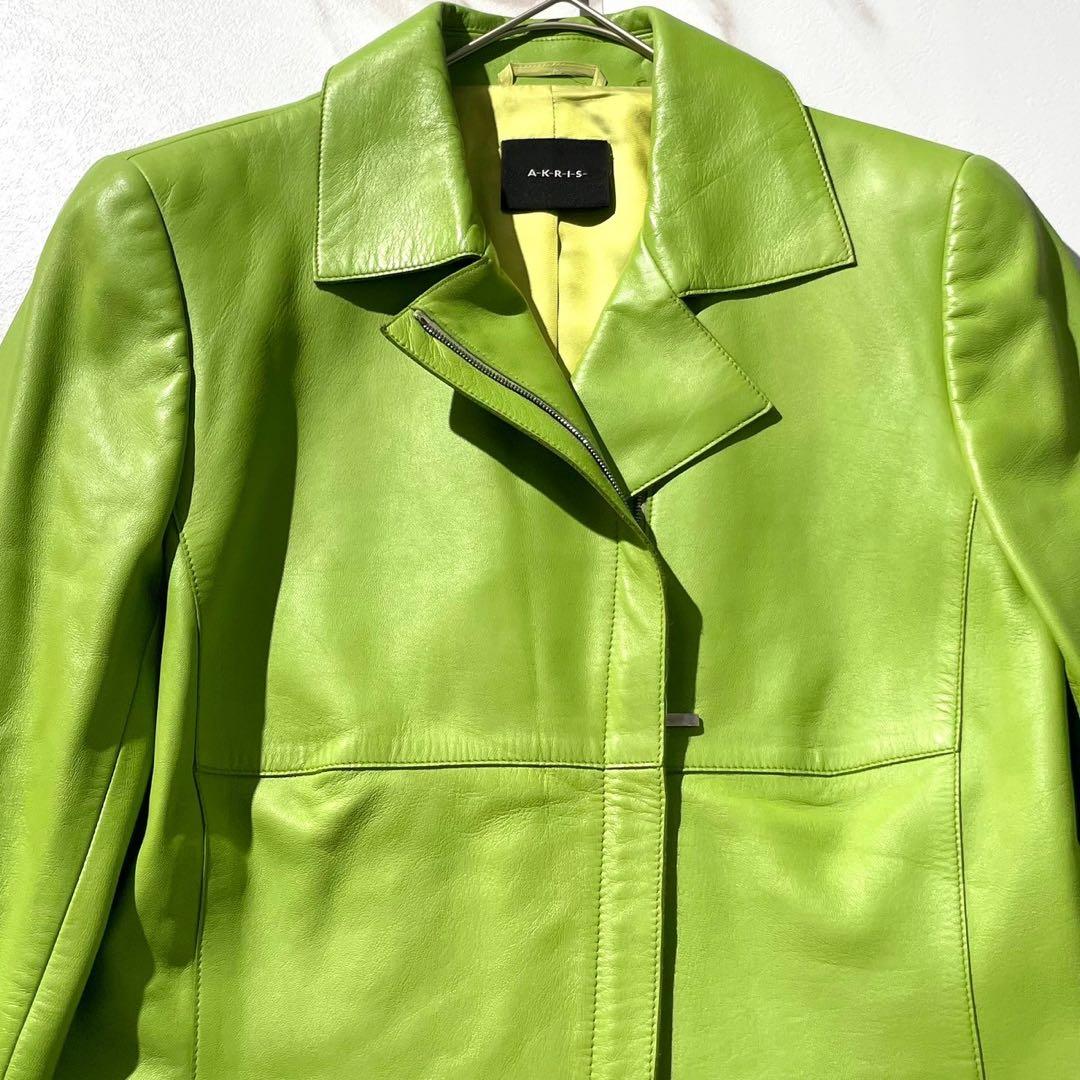 美品希少色✨AKRIS アクリス　ラムナッパレザー　シングルジャケット