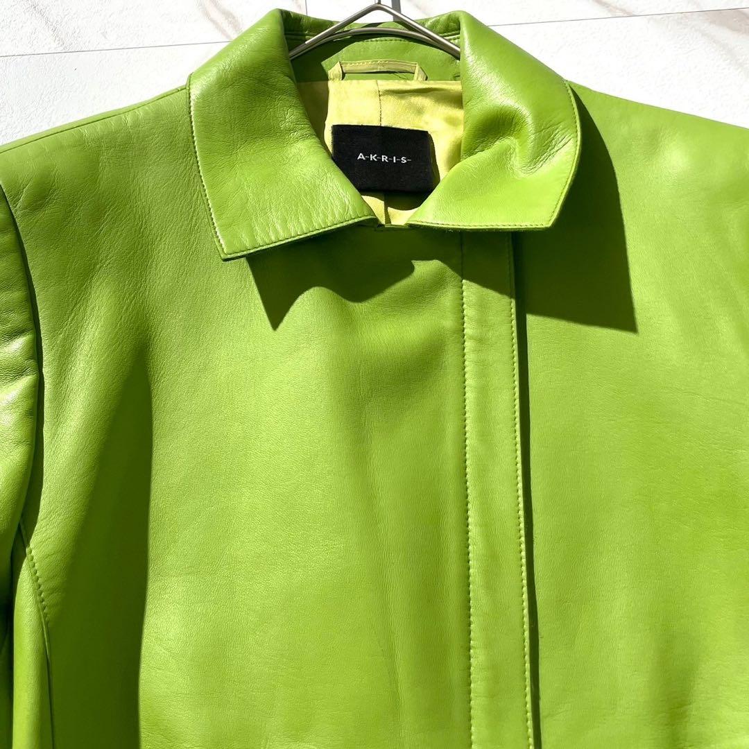 美品希少色✨AKRIS アクリス　ラムナッパレザー　シングルジャケット