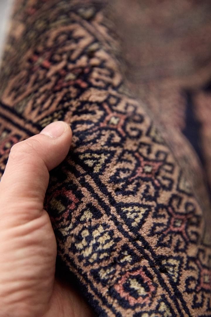 ヴィンテージラグ トライバルラグ　ラホール産（136×65cm）紺　黒　ベージュ