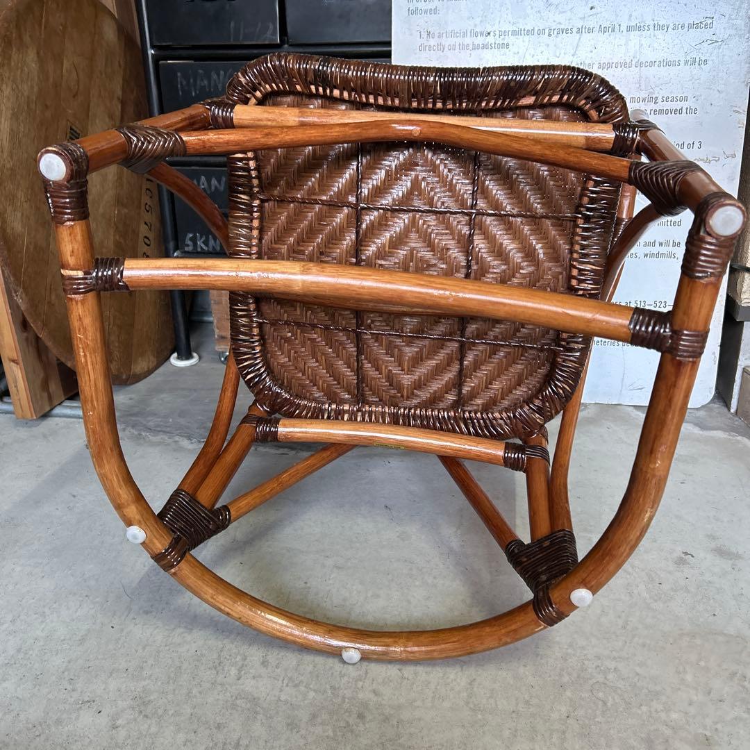 【希少】カザマ Kazama ヴィンテージ ラタン アームレスト付チェア