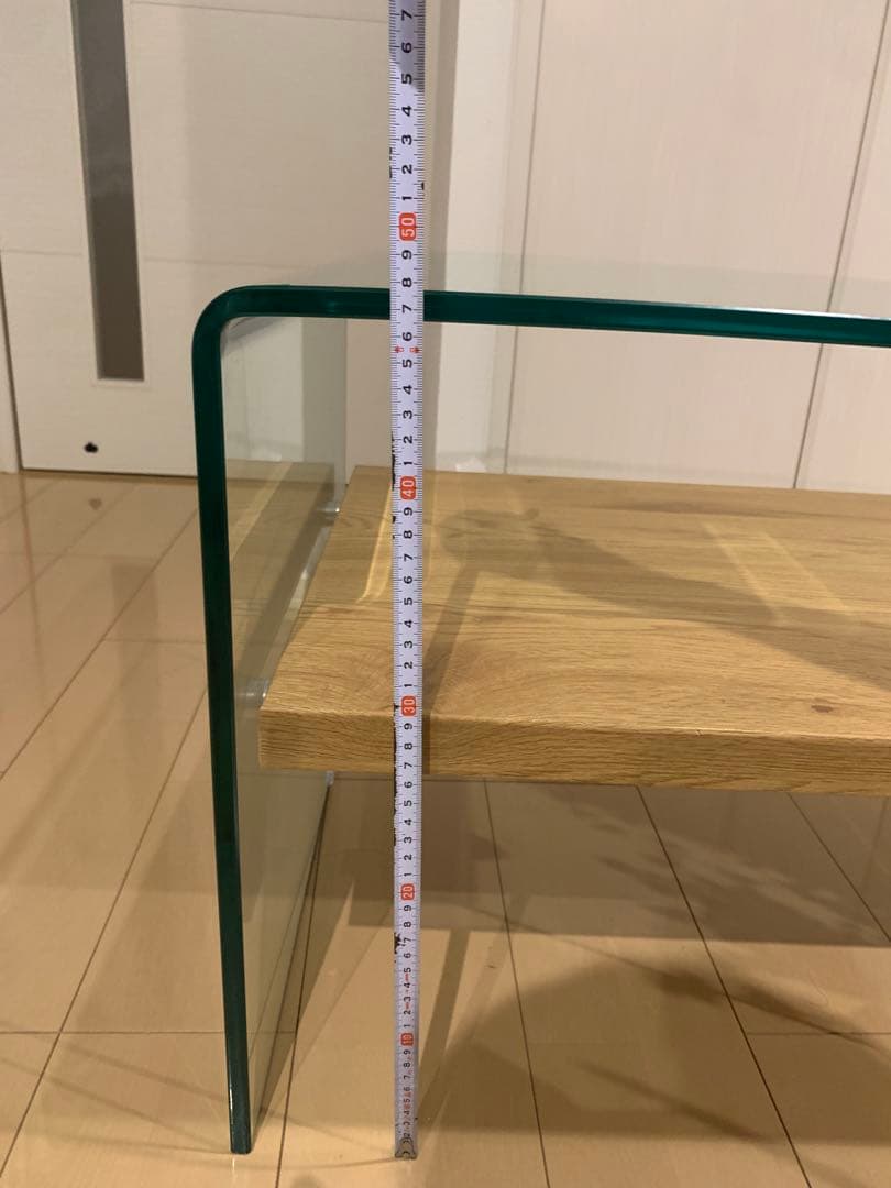 九州の工房　ガラスと木製のセンターテーブル